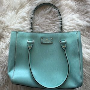 KATE SPADE
WOMENS AQUA HANDBAG PURSE
DOUBLE HANDLES
